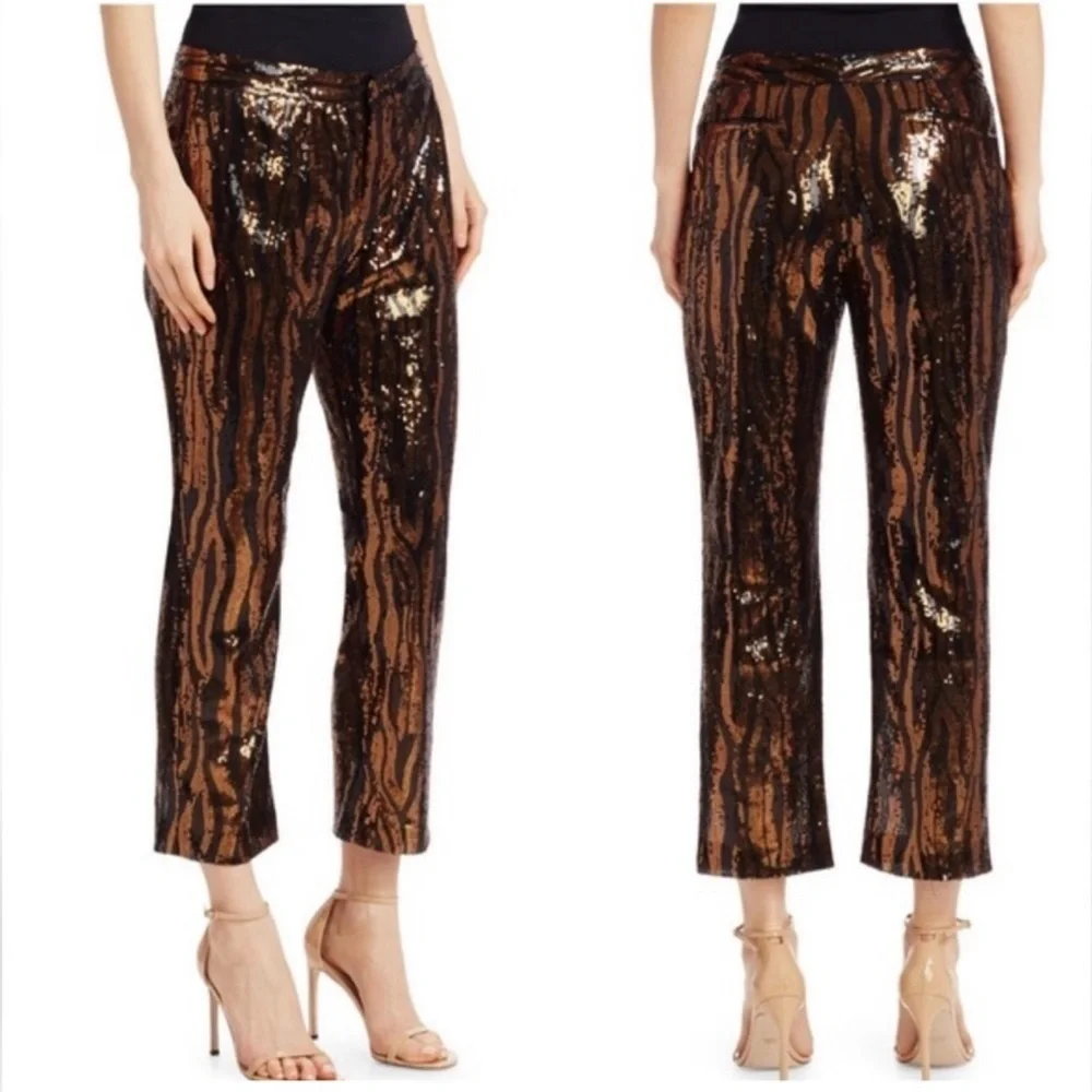 Le Superbe Sequin Bengal Tiger/Animal Print Chino Pants - EUC - size 4 - Picture 5 of 15